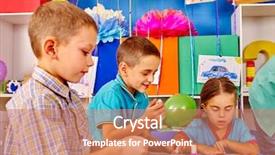  Presentation with kids - Presentation theme featuring boys and one girl mold background and a coral colored foreground