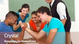  Presentation with wrestling - PPT layouts featuring boys arm wrestling in classroom background and a red colored foreground
