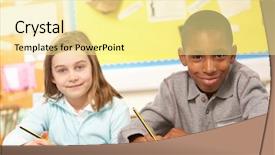  Presentation with classroom for agriculture - PPT theme with boys education - schoolgirl and schoolboy studying background and a blonde colored foreground