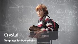  Presentation with blackboard - Audience pleasing presentation consisting of boys education - young student carrying some books backdrop and a  colored foreground