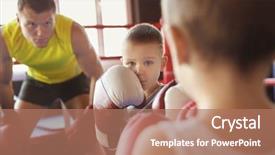  Presentation with boxing ring - Beautiful PPT theme featuring little boys fighting in boxing backdrop and a coral colored foreground