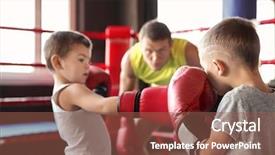  Presentation with boxing ring - Cool new PPT theme with little boys fighting in boxing backdrop and a violet colored foreground