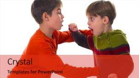  Presentation with boys scouts - Slides enhanced with boys fighting background and a red colored foreground