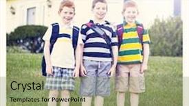  Presentation with school backpacks - Presentation having days happy siblings twins - boys first day of school background and a seafoam green colored foreground