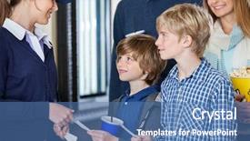  Presentation with cinema - Slide deck featuring cinema while parents standing background and a teal colored foreground