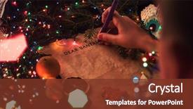 Presentation with cristmas - Theme with boy's hand closeup writing background and a tawny brown colored foreground