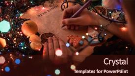  Presentation with cristmas - Cool new presentation design with boy's hand closeup writing backdrop and a wine colored foreground