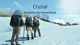  Presentation with mountains - PPT layouts enhanced with boys hiking - backpackers in mountains background and a  colored foreground