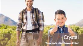  Presentation with father - Amazing theme having boys hiking - father and son backdrop and a coral colored foreground