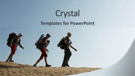  Presentation with hill - Slides enhanced with boys hiking - friends going up along hill background and a light blue colored foreground