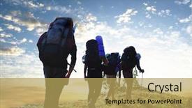  Presentation with hiking - Colorful theme enhanced with boys hiking - hikers in mountains backdrop and a yellow colored foreground