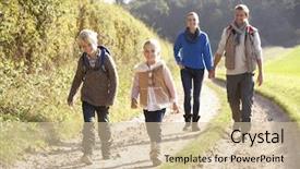  Presentation with holding hands family walking - Slides featuring heart rate symbolizes a living background and a seafoam green colored foreground.