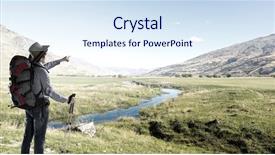  Presentation with backpack - Audience pleasing PPT theme consisting of boys hiking - young man hiker with backpack backdrop and a  colored foreground