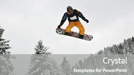 Presentation with snowboard - Beautiful PPT theme featuring boys jumping in air ind backdrop and a  colored foreground