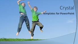  Presentation with joy - PPT layouts consisting of boys jumping with joy background and a light blue colored foreground