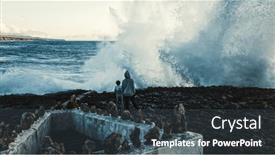  Presentation with crashing waves - Presentation featuring boys-look background and a tawny brown colored foreground