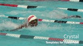  Presentation with swim - Cool new presentation design with 3 d render of a womans face backdrop and a coral colored foreground