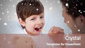  Presentation with doctor taking care of baby - PPT theme enhanced with boys temperature against snow falling background and a  colored foreground