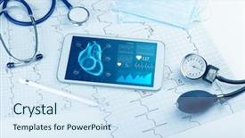  Presentation with diagnostics - Slides with bpm - close up of modern medical background and a  colored foreground