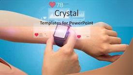  Presentation with worried female college student for health check up - PPT theme enhanced with bpm - female hand with smartwatch background and a light blue colored foreground