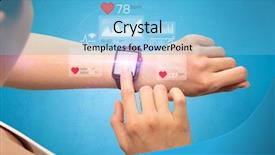  Presentation with worried female college student for health check up - Audience pleasing PPT layouts consisting of bpm - female hand with smartwatch backdrop and a light blue colored foreground