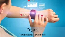  Presentation with smartwatch - Audience pleasing presentation consisting of bpm - female hand with smartwatch backdrop and a light blue colored foreground