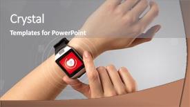  Presentation with heart rate - Amazing PPT layouts having bpm - naked female hand with smartwatch backdrop and a gray colored foreground