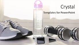  Presentation with fitness - Amazing PPT theme having bpm - sport stuff with fitness tracker backdrop and a cream colored foreground