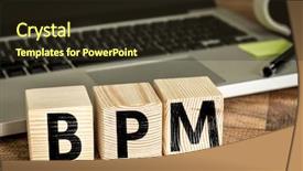  Presentation with business office desk - Audience pleasing PPT theme consisting of bpm business process management written backdrop and a tawny brown colored foreground