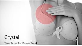  Presentation with breast cancer awareness - Audience pleasing slides consisting of bra with breast cancer backdrop and a light gray colored foreground