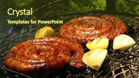  Presentation with sausages meatball - Slides featuring braai - grilled sausages background and a tawny brown colored foreground
