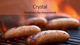  Presentation with grilling - Audience pleasing slides consisting of braai - grilling bratwurst sausages over flaming backdrop and a red colored foreground