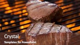  Presentation with grill - PPT theme having braai meat - closeup of a steak background and a tawny brown colored foreground