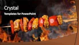  Presentation with flames - Cool new presentation theme with braai meat - tasty skewers with fire flames backdrop and a black colored foreground
