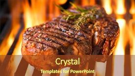  Presentation with grill - Colorful PPT theme enhanced with braai party - beef steak on the grill backdrop and a tawny brown colored foreground
