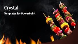  Presentation with grilled - Presentation theme featuring braai party - collage of grilled meat skewers background and a black colored foreground