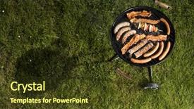  Presentation with summer party - Cool new presentation theme with braai party - grill with smoke over summer backdrop and a tawny brown colored foreground