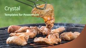  Presentation with grill - Slide set with braai party - grilled chicken legs background and a  colored foreground