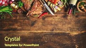  Presentation with steaks - Beautiful slide set featuring braai party - grilled t-bone beef steaks backdrop and a tawny brown colored foreground