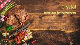  Presentation with bone - Cool new PPT theme with braai party - grilled t-bone beef steaks backdrop and a tawny brown colored foreground