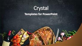  Presentation with bone - Cool new presentation design with braai party - grilled t-bone beef steaks backdrop and a dark gray colored foreground