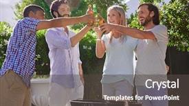  Presentation with beer garden - Audience pleasing slide set consisting of braai party - group of friends having outdoor backdrop and a dark gray colored foreground