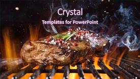  Presentation with grill - Slide set having braai party - tasty beef steak background and a wine colored foreground
