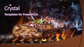  Presentation with grill - Cool new PPT layouts with braai party - tasty beef steak backdrop and a wine colored foreground