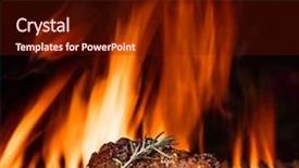  Presentation with grill - PPT theme consisting of braai party - tasty beef steak background and a tawny brown colored foreground