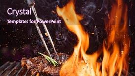  Presentation with beef - Beautiful PPT layouts featuring braai party - tasty beef steak backdrop and a wine colored foreground