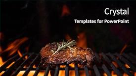  Presentation with flame nutrition beef steaks - Beautiful PPT layouts featuring braai party - tasty beef steaks backdrop and a  colored foreground