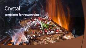  Presentation with steaks - Presentation having braai party - tasty beef steaks background and a wine colored foreground