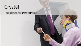  Presentation with patient centered care - Presentation design having brace on neck at hospital background and a light gray colored foreground