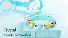  Presentation with name - Presentation design featuring bracelet with baby name noah background and a sky blue colored foreground